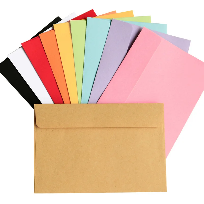 

10Pcs/Pack 16cmx10.8cm Kraft Black Paper Envelope Message Card Letter Stationary Storage Paper Gift Candy Kraft Blank Envelope