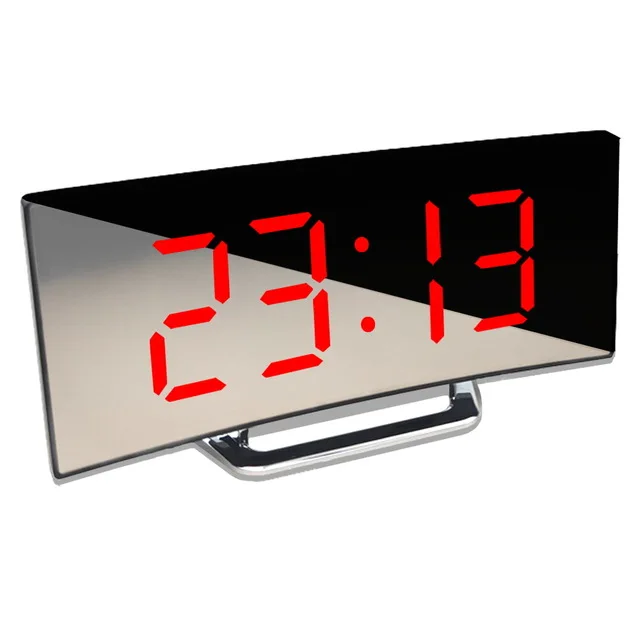 

Digital Alarm Clock Curved Flat LED Screen Alarm Clocks for Kids Bedroom Temperature Snooze Function Desk Table Clock Home Decor