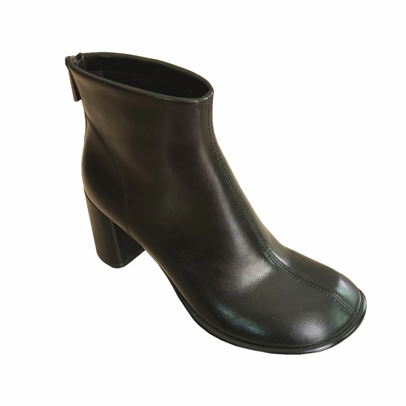 

2020 New genuine leather high heels women's chunky heel short boots women's spring and autumn boots boots women's fashion