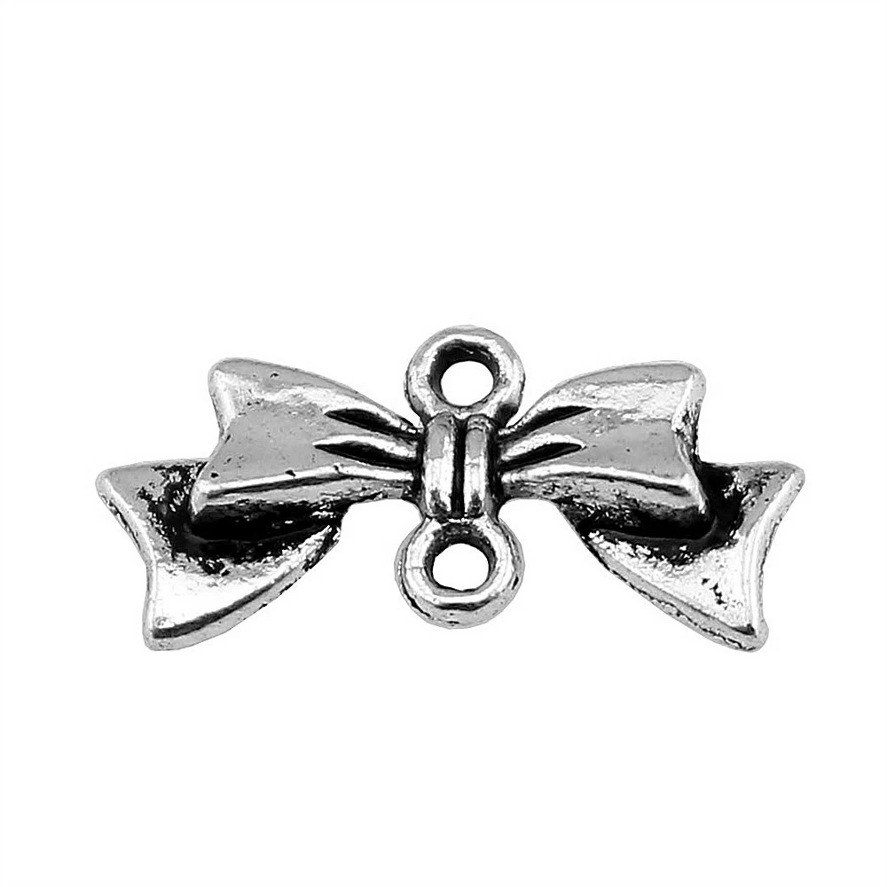 WYSIWYG 40 шт. 20x9 мм античный серебряный цвет античная бронза бант соединитель Шарм