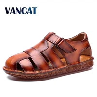 2020 summer high quality genuine leather men sandals breathable outdoor beach men roman sandals casual mens shoes size 38 48