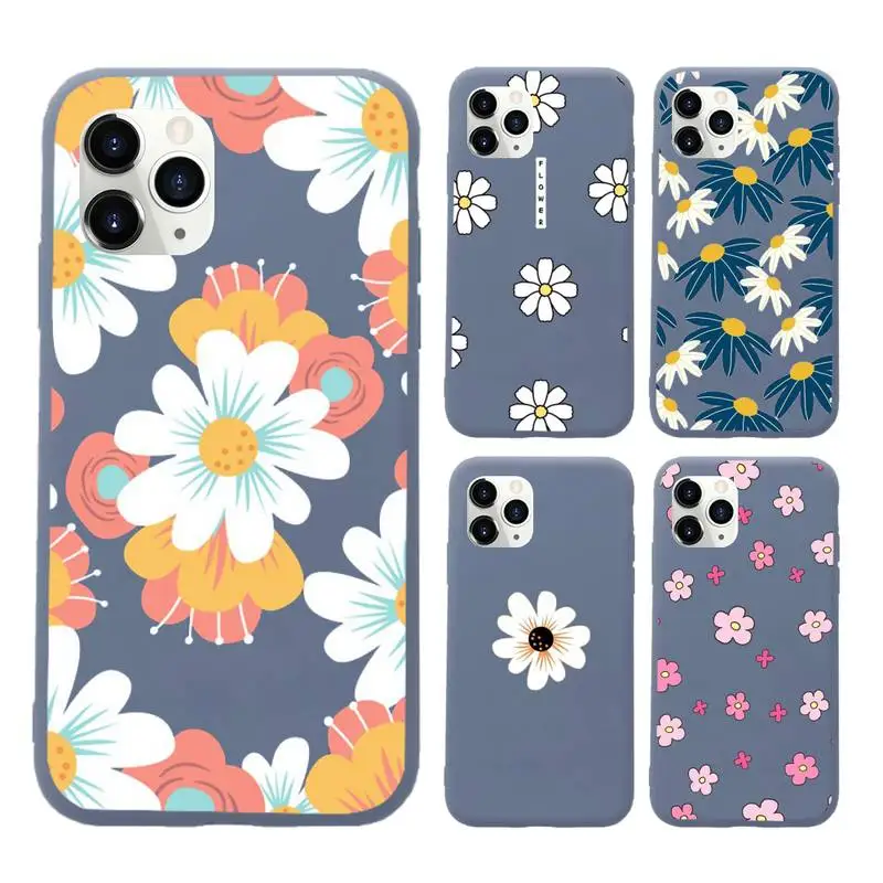 

Cute cartoon daisy flower Phone Case Candy Color for iPhone 6 7 8 11 12 s mini pro X XS XR MAX Plus