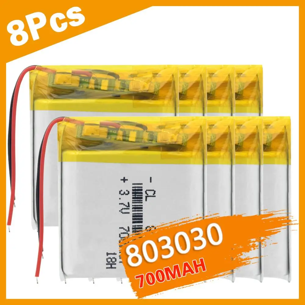 3/4/8 шт echargeable литий ионный аккумулятор 3 7 V 803030 полимерный 083030 700 мАч с печатной
