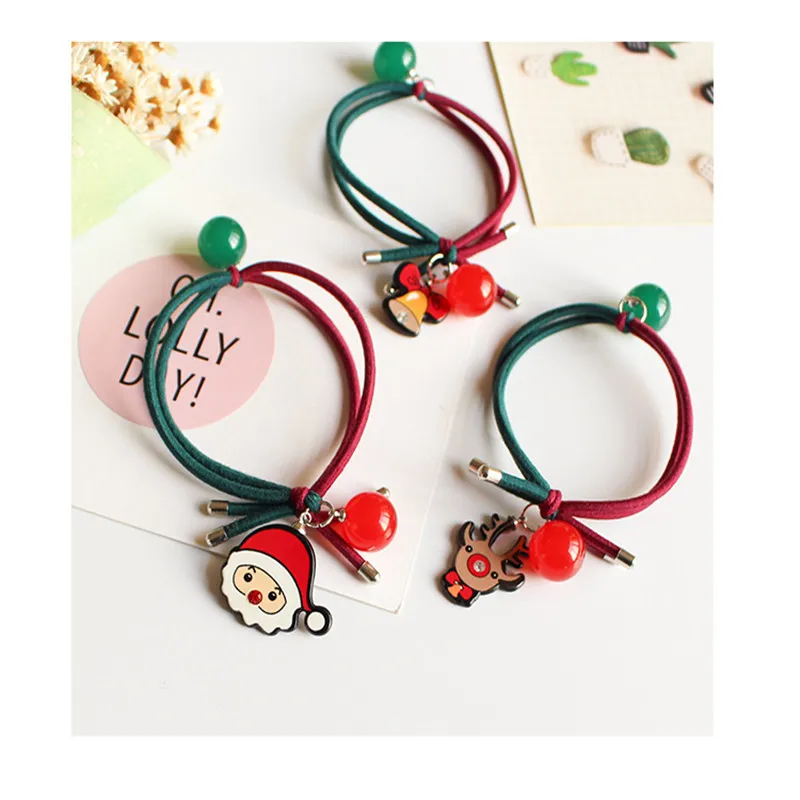 Корейская эластичная резинка для волос милые Мультяшные рождественские детские