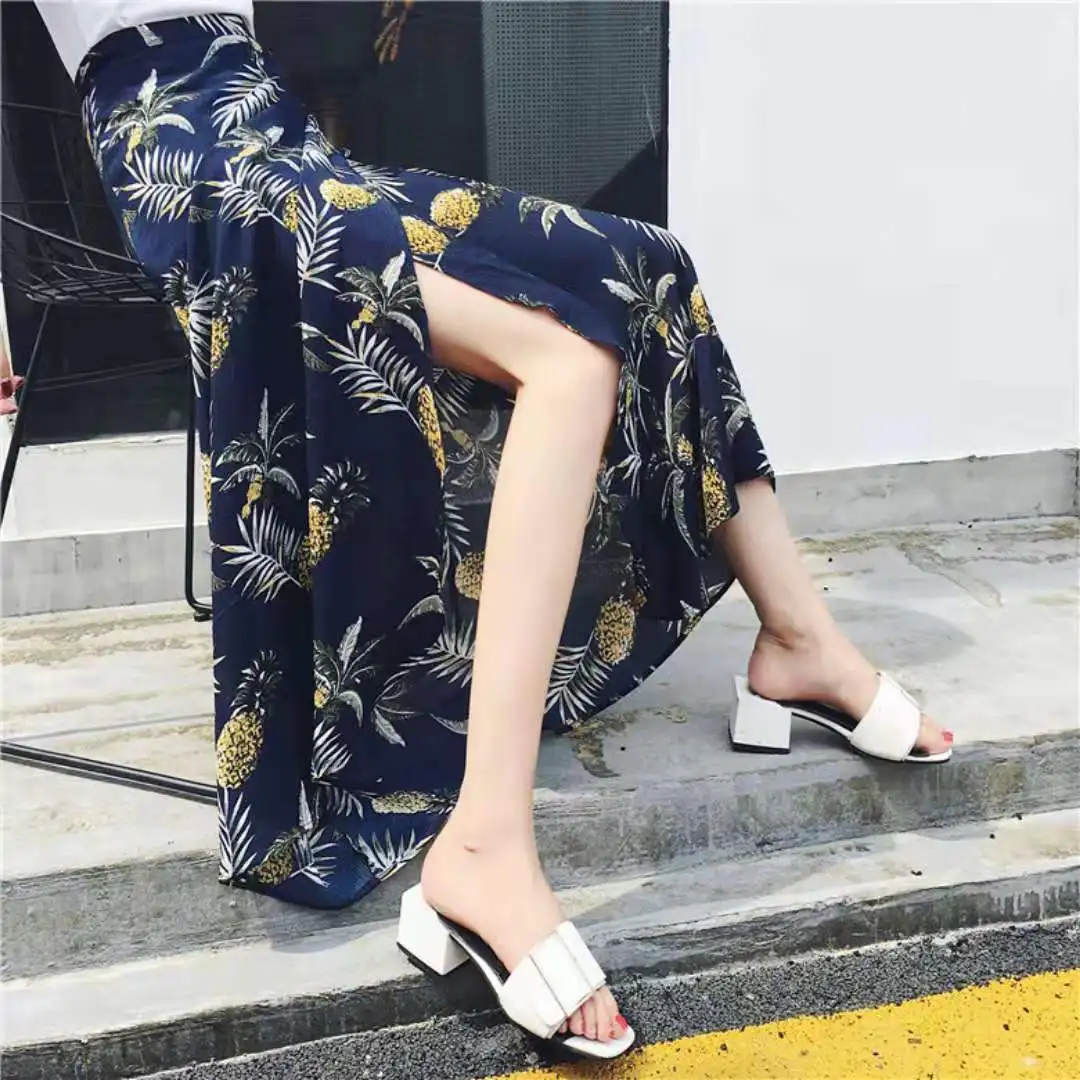 

Chiffon one piece skirt show thin long skirt holiday 2021 sunscreen beach skirt women's summer mid length lace up skirt