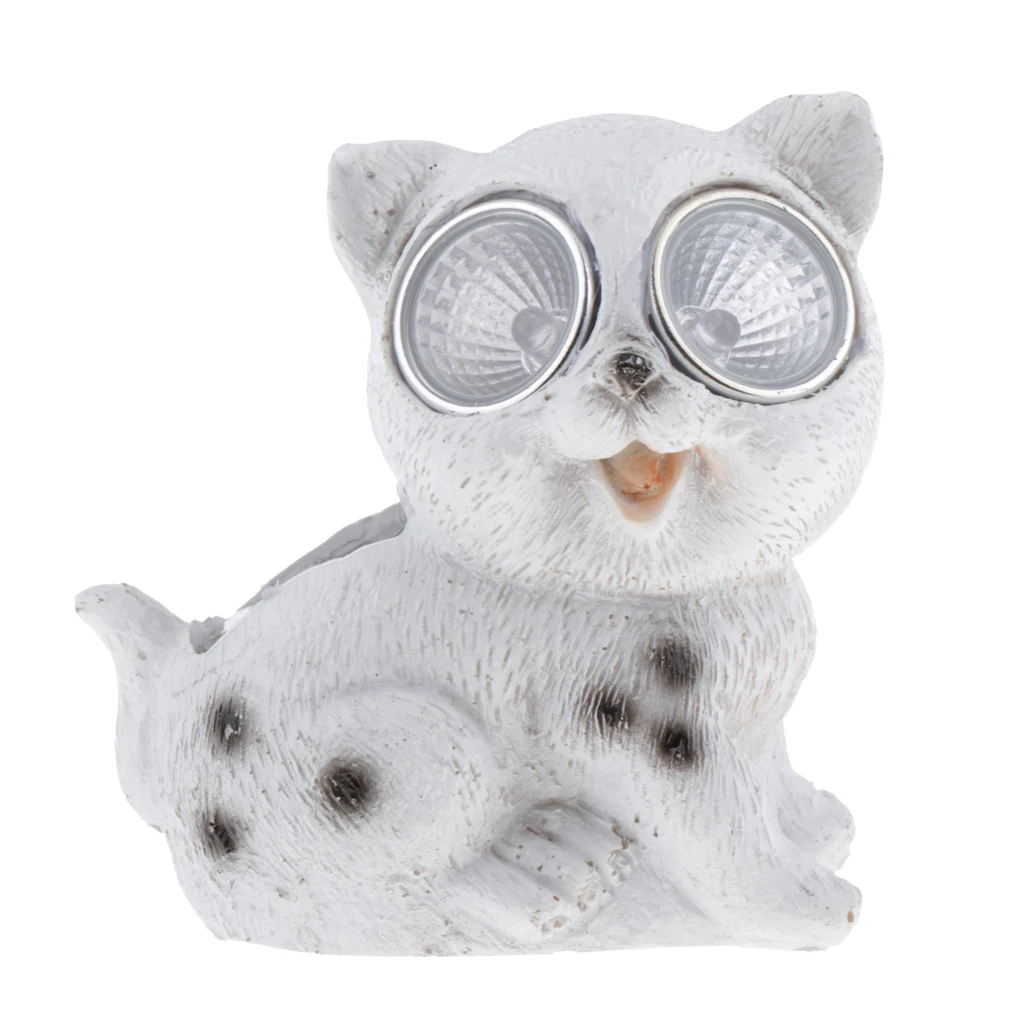 Cat 7x8cm Смола животных Солнечная фигурка огни садовый декор светодиоды небольшой открытый светильник ing для двора патио лужайки солнечный светильник - Цвет: Cat 7x8cm