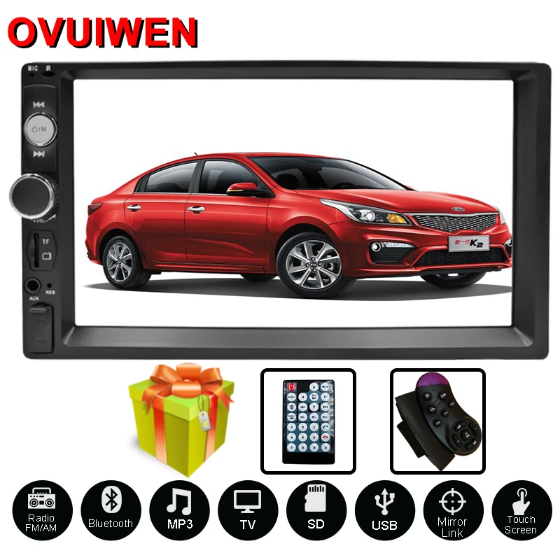 Автомагнитола 2 Din мультимедийный плеер с сенсорным экраном 7 дюймов MP5 Bluetooth USB TF FM
