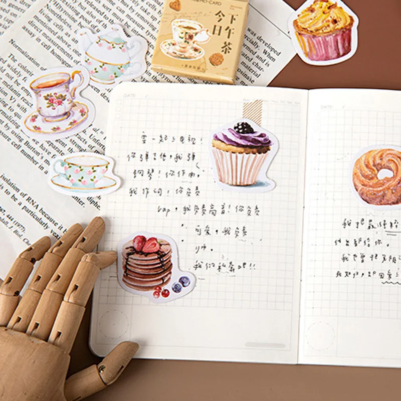 

45Pcs Afternoon Tea Sticker Book Scrapbook Diy Memo Paper Sticker Sheet Stationery Office Supplies Art Supplies