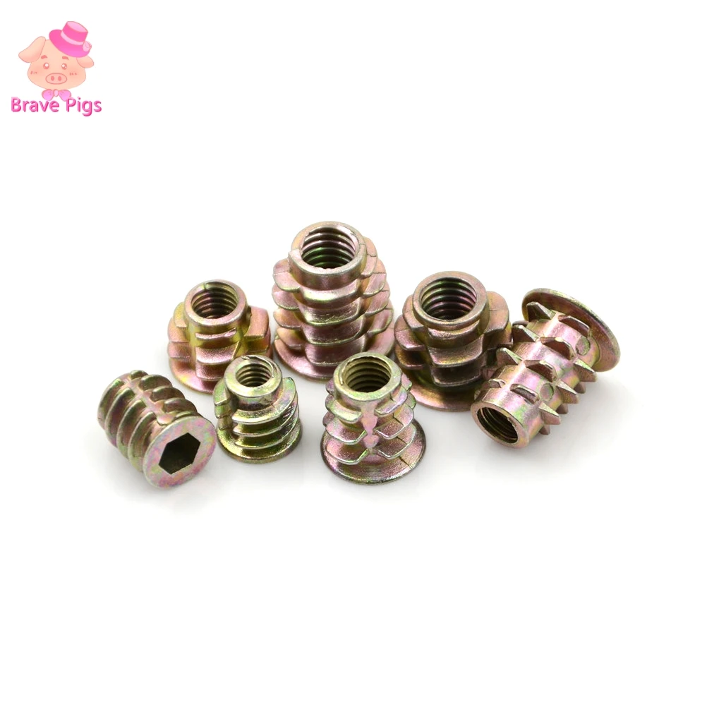 50 шт. M4/M5/M6 * 8/10/13 стандартная гайка для деревянной вставки Фланцевая с