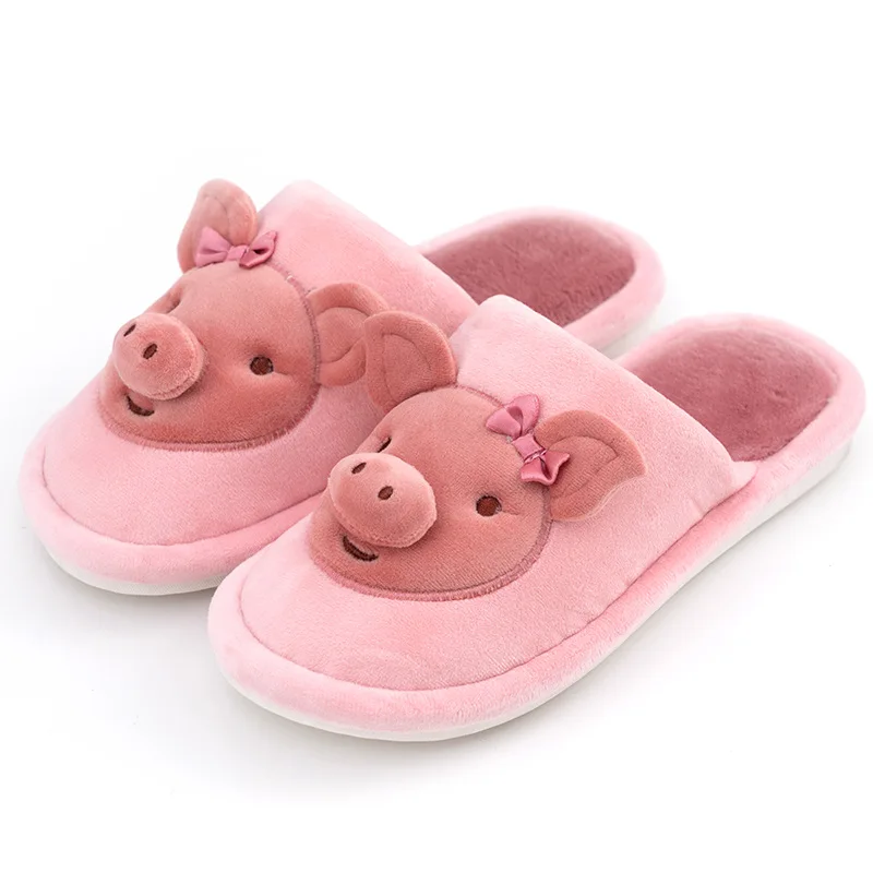 pink Хлопковые тапочки для влюбленных; Новинка; тапочки из хлопка для пар; зимние милые домашние хлопковые тапочки с рисунком; теплые Нескользящие Шерстяные Тапочки - Цвет: pink