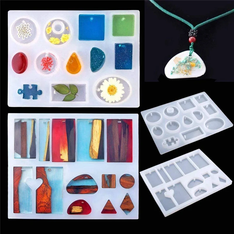 

Resin Mold DIY Kit for Jewelry Making Pendant Necklace Earrings Decoration Jewelry Rack DIY, with Measuring Cup