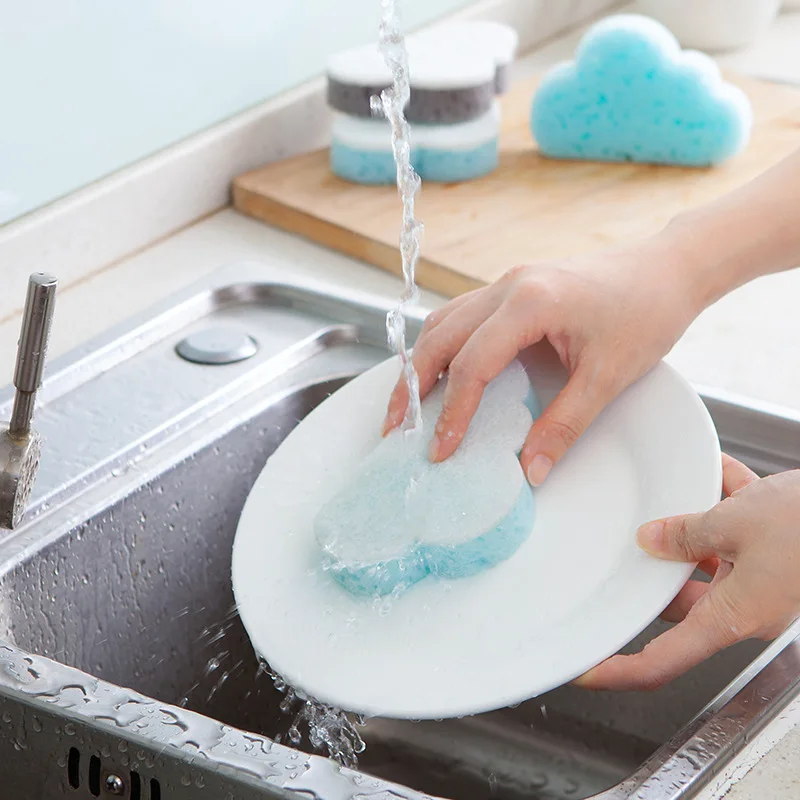 

Gray Wipe Cloud Shaped Sponge Household Cleaning Tools Decontamination Kitchen Dishwashing Sponge Cleaning Cloth Cleaning Strong