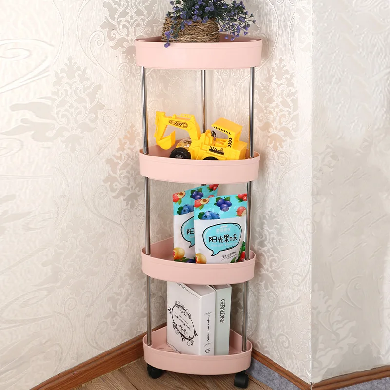 

2/3/4 Layer Gap Kitchen Storage Rack Slim Slide Tower Movable Assemble Plastic Bathroom Shelf Wheels Space Saving Organizer