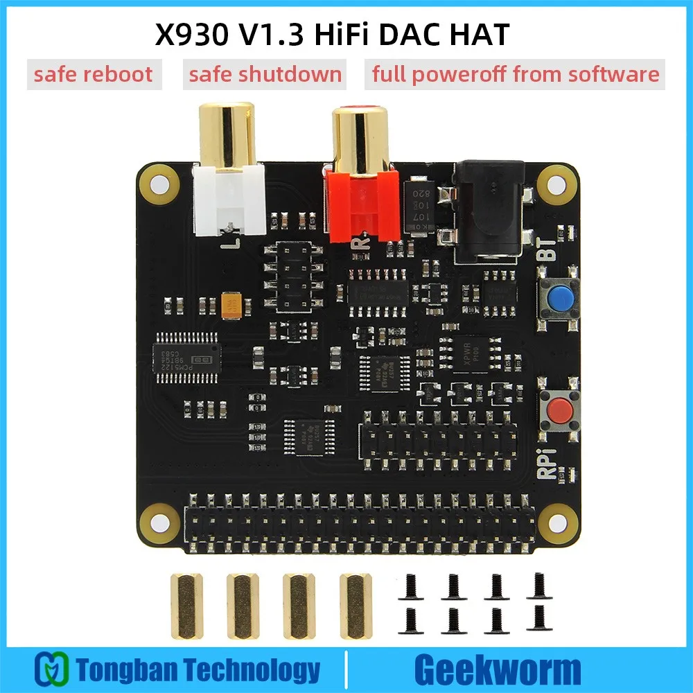 Для Raspberry Pi 4B/3B +/3B X930 Bluetooth 5 0 HiFi DAC HAT поддерживает безопасную перезагрузку