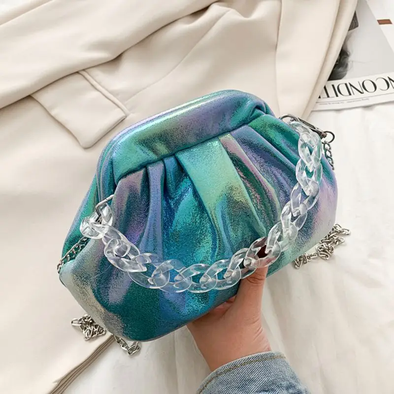

Fashion ruched chains shoulder hand bags female designer handbags luxury soft pu leather crossbody messenger bag lady handbag