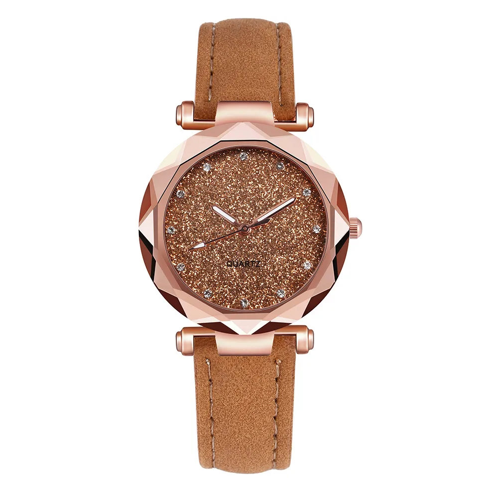

Shiny Rhinestone Dial Women Watches Leather Strap Designer Fashion 2021 Quartz Ladies Bracelet Wrist Watch Reloj Mujer Elegante