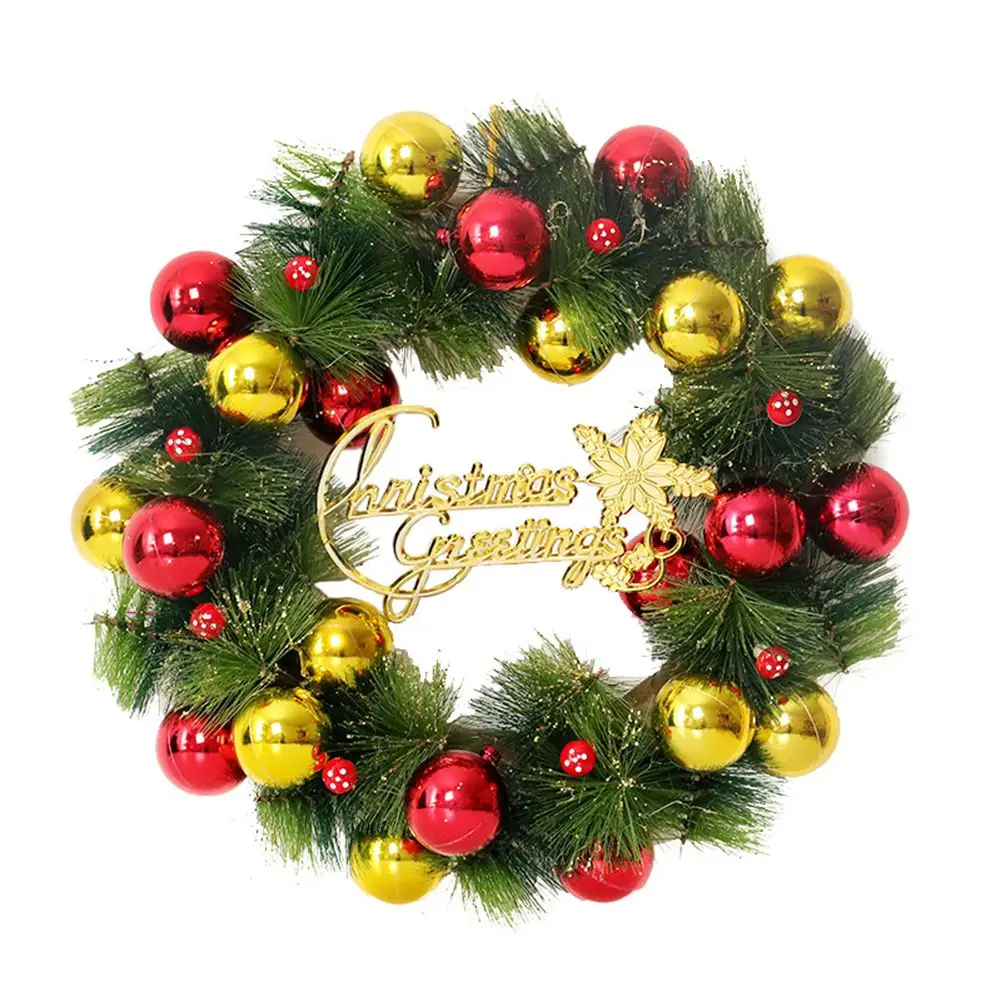 

30CM Christmas Pine Needle Garland Wreath Hotel Shopping Mall Ornaments Venue Layout Props Door Hanging Window Hanging