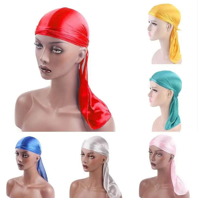 New Fashion Men's Satin Durags Bandanna Turban Wigs Men Silky Durag Headwear Headband Pirate Hat Hair Accessories | Тематическая