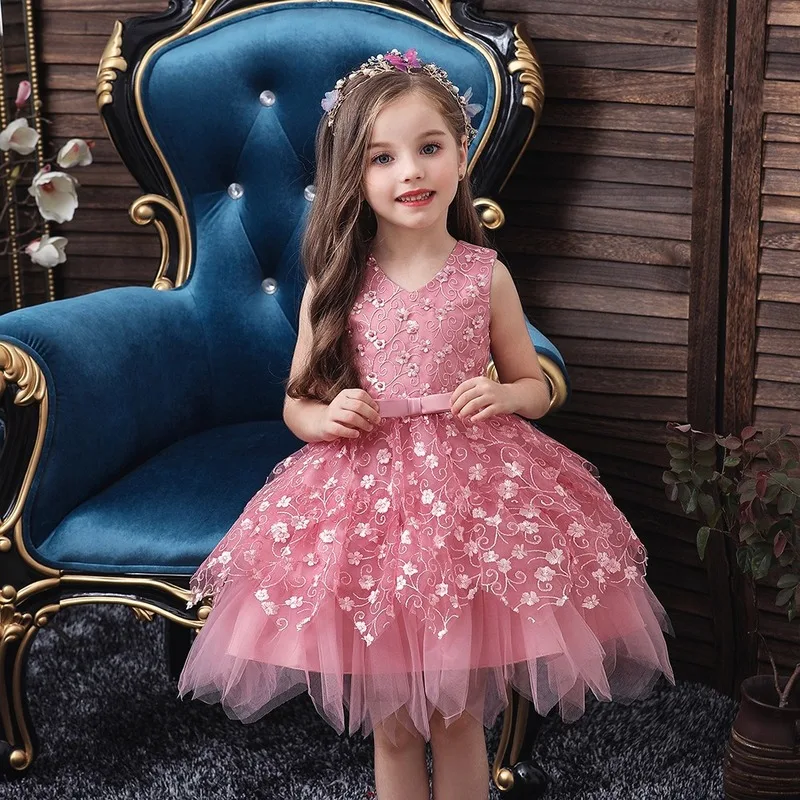 Children's Dress Elegant Beading New 2019 Baby Party Princess Girls Multilayer Lace Pendulum Dresses Wholesale GDR724 | Детская