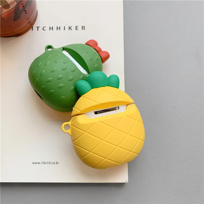 

Case for Apple Airpods 2 Case Pineapple Cartoon for Airpods Case Cover for Airpods 2 Earphone Soft Case Avocado with Hooks