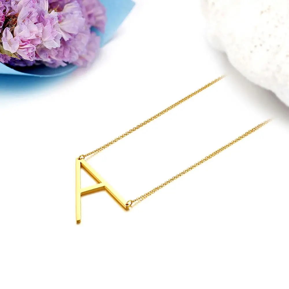 Ожерелье BONISKISS 2020 с подвеской инициалом ожерелье золотого цвета из нержавеющей