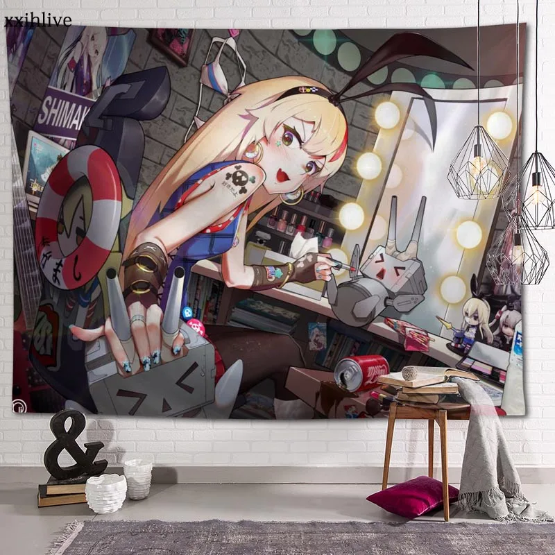 

Japanese Anime Kantai Tapestry Customizable Bohemian Wall Hanging Room Carpet HD Tapestries Art Home Decoration Accessories