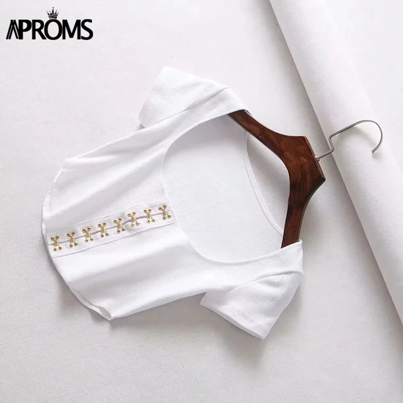 Aproms VintageSquare шеи безрукавки для женщин; туфли с зауженным носком; женские туфли пикантные туфли белого и черного цвета с открытой спиной эластичные брюки на пуговицах Cami 90s Прохладный Девушки Streetwear Tees, платье на бретелях