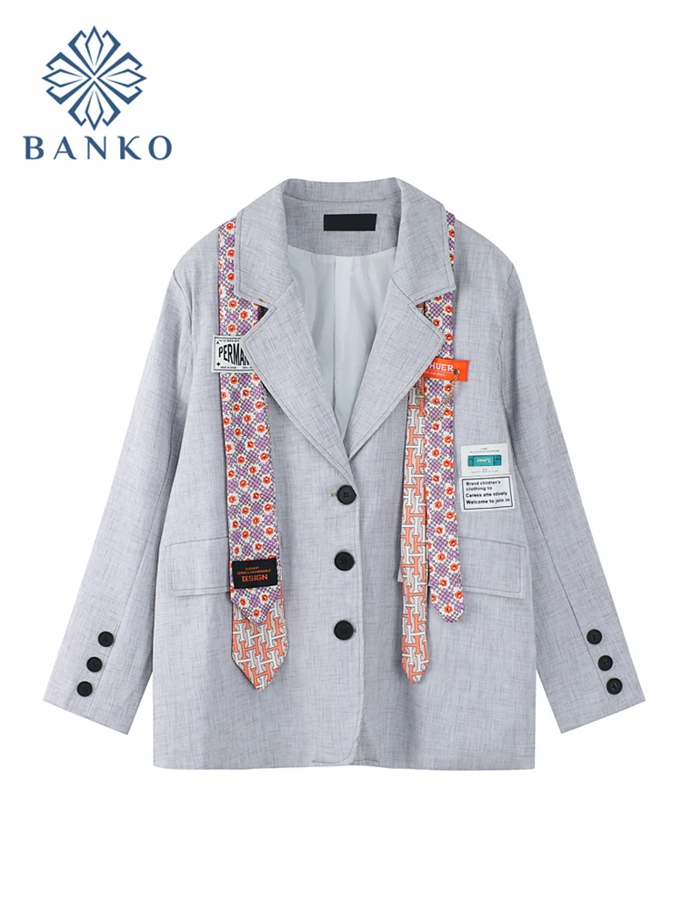 

Chic Preppy Style Women Blazer Loose Fashion Streetwear Female Suit Jacket Korean Hip-pop Punk Style Office Ladies Outwear New