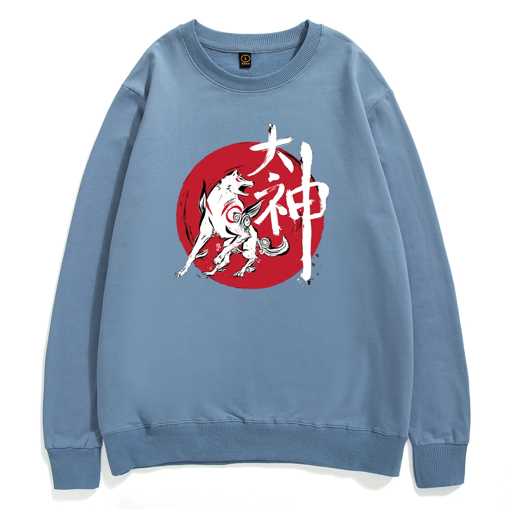 

Great God Sumi-e Male Clothes Japanese Anime Print Sweatshirt Mens Hip Hop inugami Hoodies Japan Manga Crewneck Men Sweatshirts