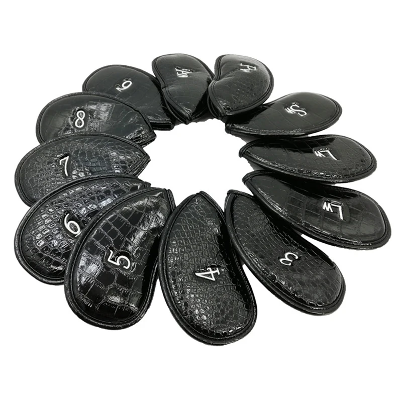 

12 Pcs Deluxe Synthetic Leather Golf Iron Head Covers Club Headcover Waterproof for All Irons Golf Club Fashion letter Pattern
