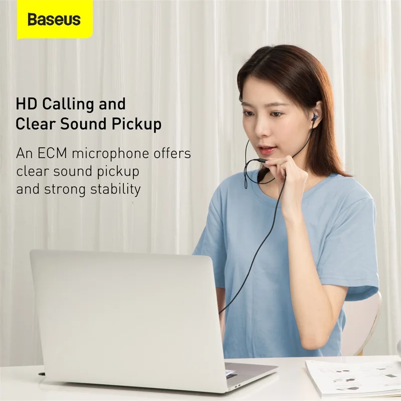 

New Baseus H19 Wired Earphones 6D Stereo Bass Headphone In-Ear 3.5mm Headset with MIC for Xiaomi Samsung Phones