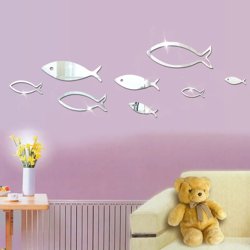 

JM214 underwater world small fish 3d three-dimensional acrylic mirror bedroom home decoration mirror wall sticker