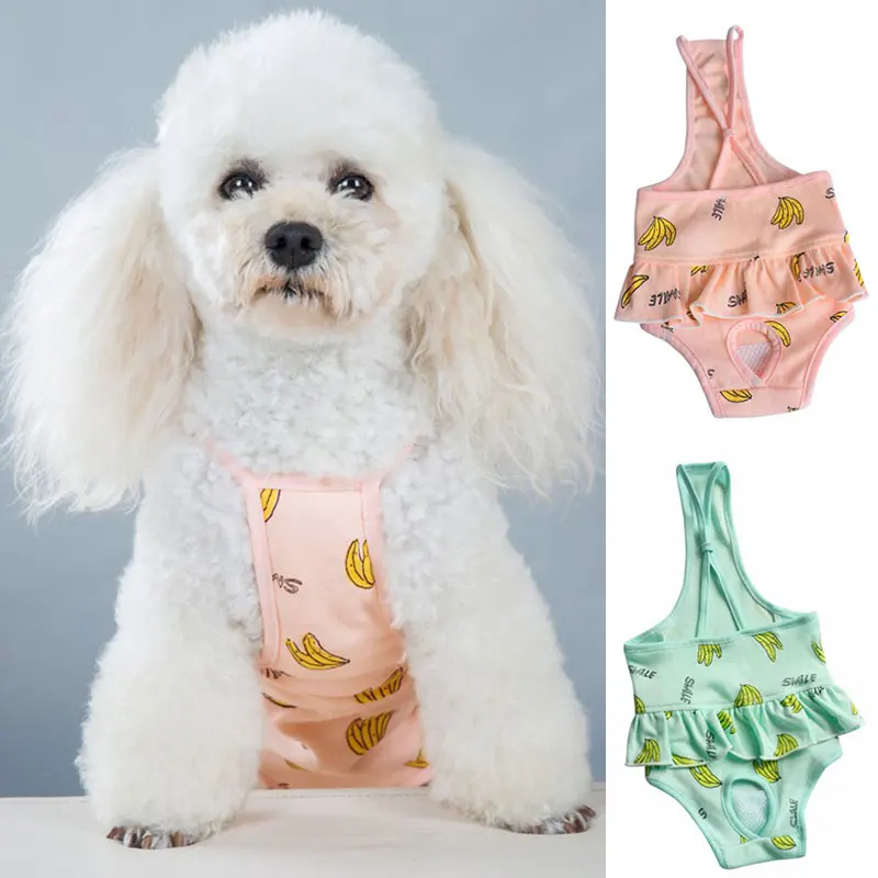 

New Puppy Diaper Banana Printed Dog Physiological Pants Comfortable Breathable Strap Pet Pants Cotton Dog Menstrual Pants