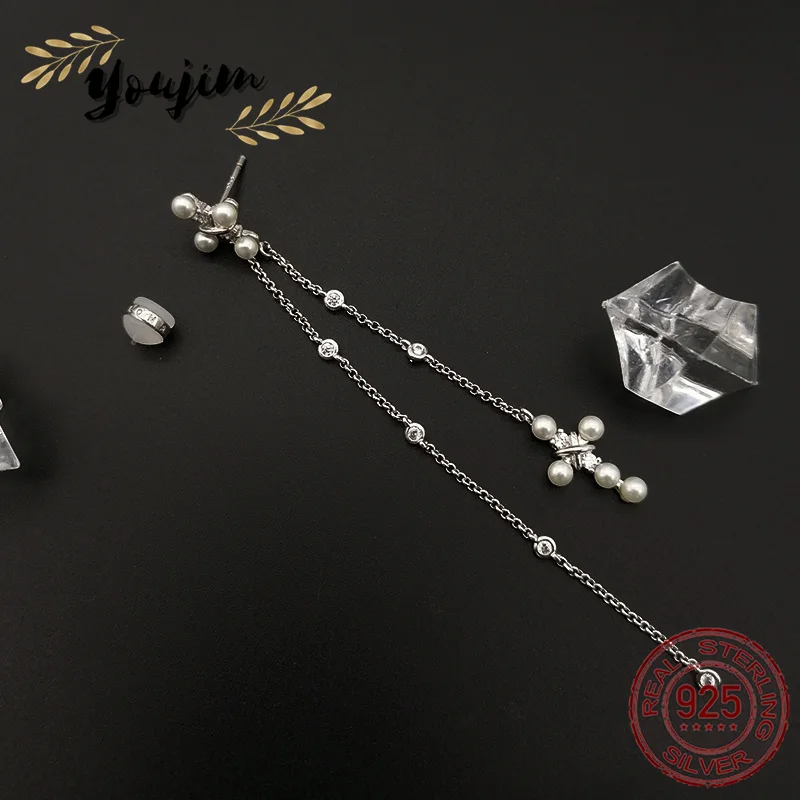 

Серьги женские из серебра 925 пробы с жемчугом и цирконом