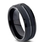 Модное мужское черное кольцо 8 мм из нержавеющей стали тонкая черная линия винтажное обручальное кольцо ювелирные изделия для мужчин