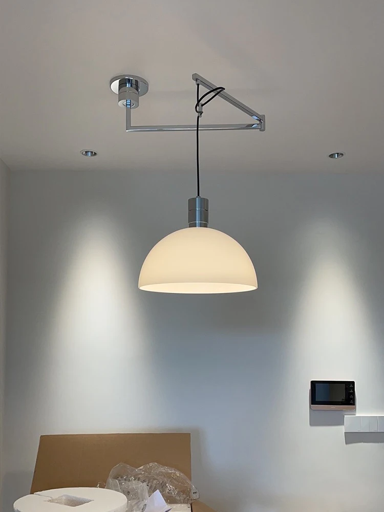 

Bauhaus, простая выдвижная регулируемая Люстра для столовой, кабинета, кухни, бара, ресторана, подвесные лампы, Серебряная Люстра