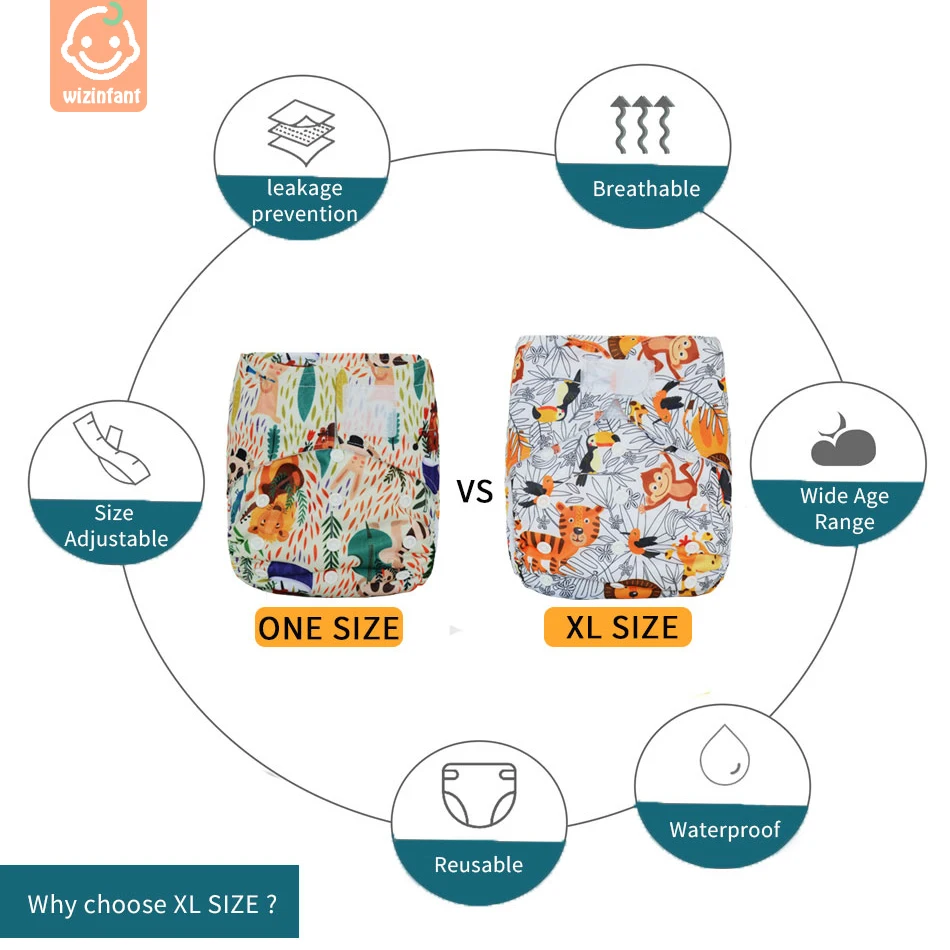 Wizinfant большой XL карман подгузник для ребенка 2 лет и старше внутренняя ткань замша