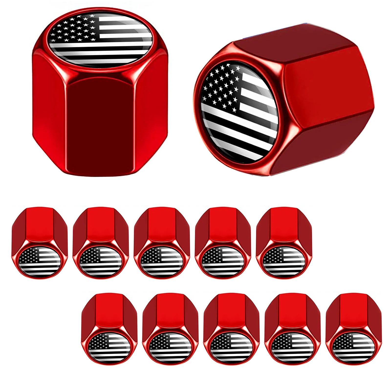 

12pcs American Flag Valve Stem Caps, Aluminum USA Tire Valve Caps, Universal Stem Covers for Cars, Motorcycles, Bicycles,
