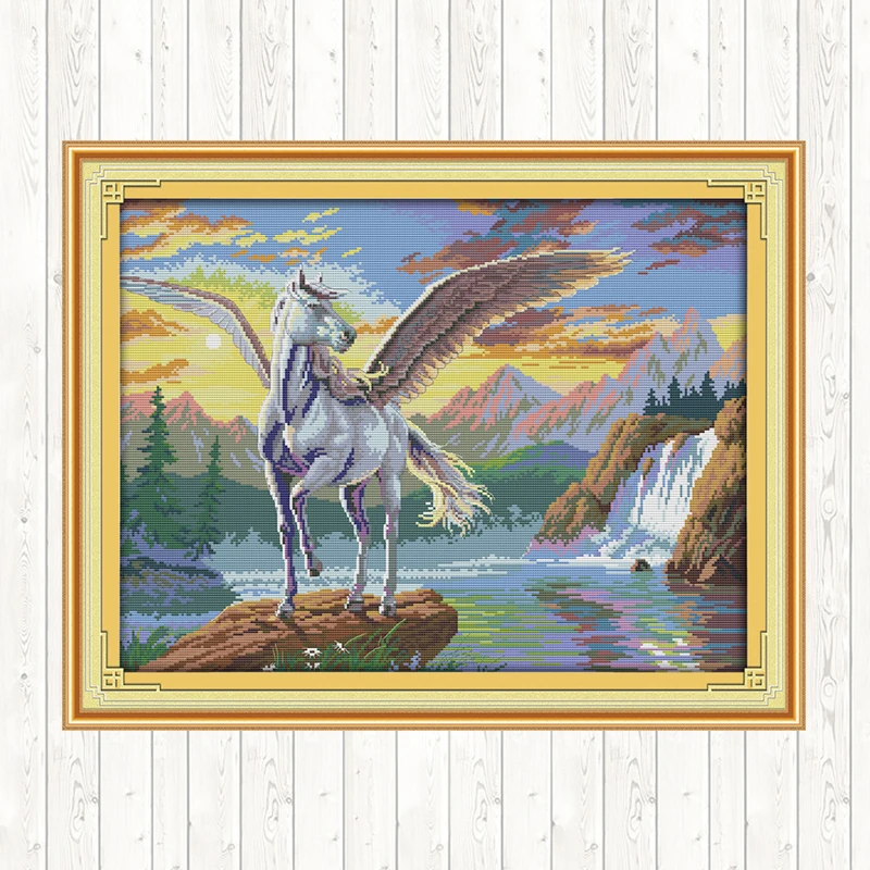

Flying Horse 11CT 14CT Cross Stitch Sets DMC Floss Kits Wall Home Decor Cross Stitch Kits Embroidery Handmade Needlework Package