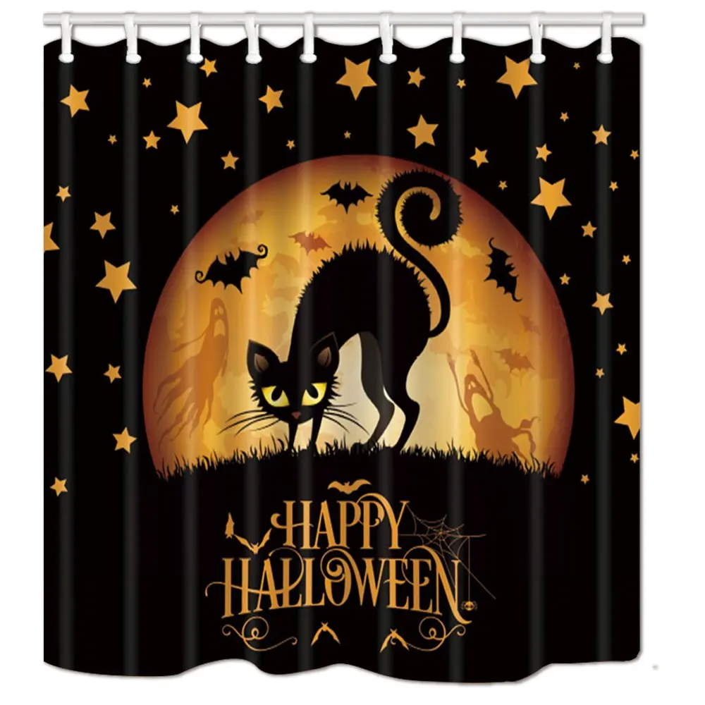 Cary Cat в готическом лесу ночью с летучей мышью Летающий полиэстер