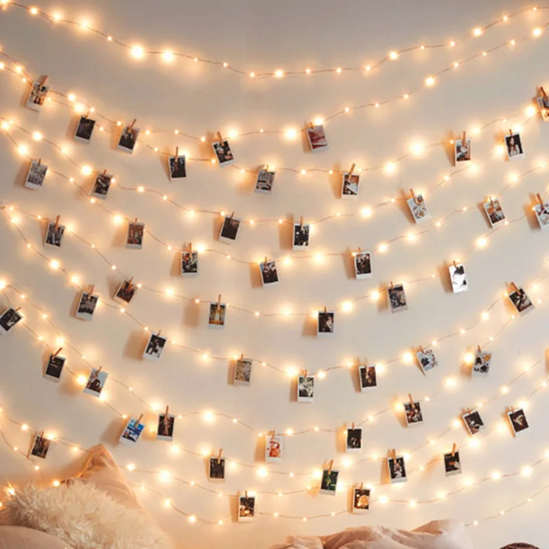 2 м/5 м/10 м фото клип свет USB светодиодный гирлянды сказочные огни наружная