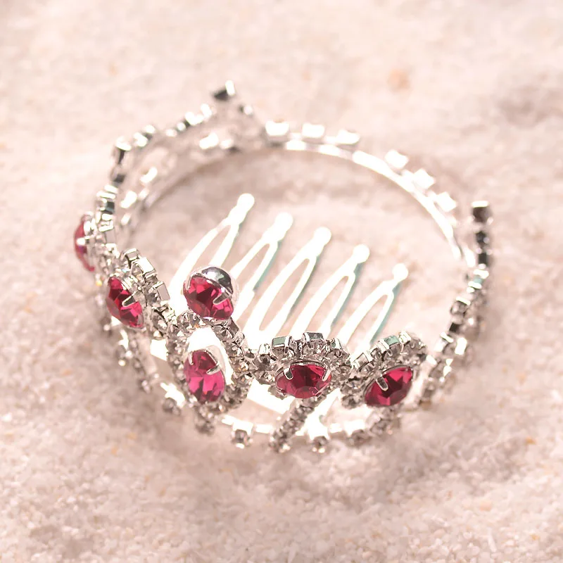 Миниатюрная тиара принцессы 4 см Ювелирное Украшение для волос с розовыми