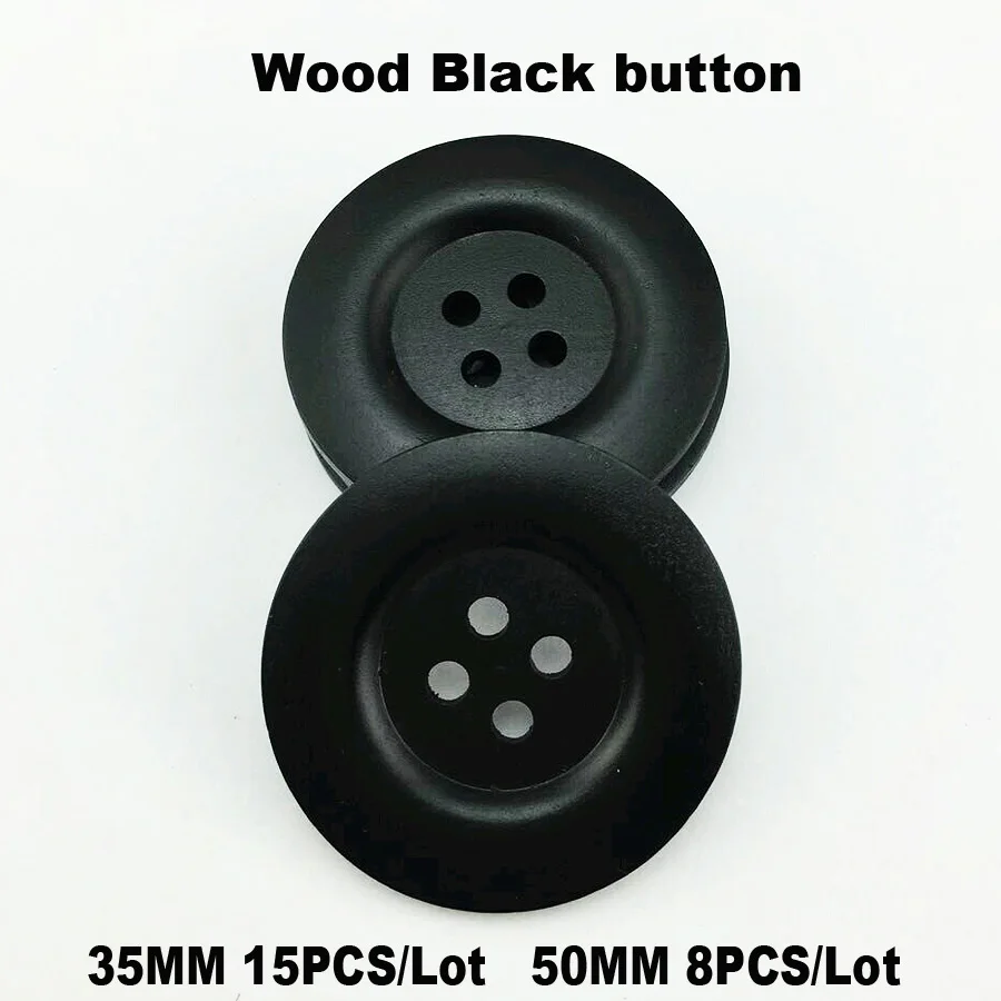 35 мм/50 мм черный деревянные пуговицы для швейной одежды декоративной пуговицей
