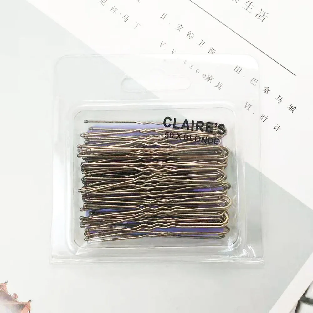 Gold 50pcs 60 шт./кор. черный/коричневый ежедневного использования заколки для волос классическую простоту заколки для волос для девочек женские аксессуары для волос - Цвет: Gold 50pcs