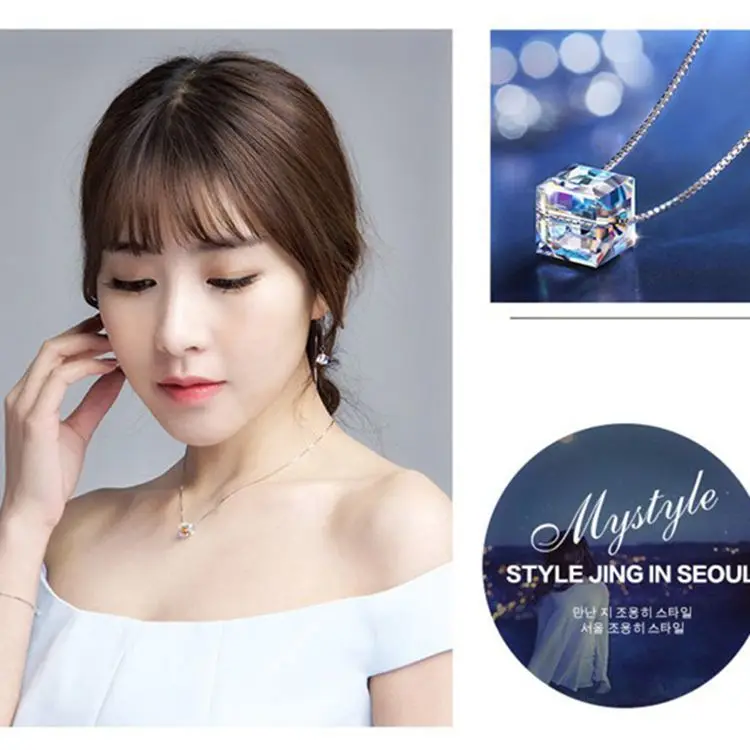 

New INS Aurora Sugar Necklace Austrian Crystal Clavicle Chain Accessories Japan and South Korea Women's Short Simple Pendant
