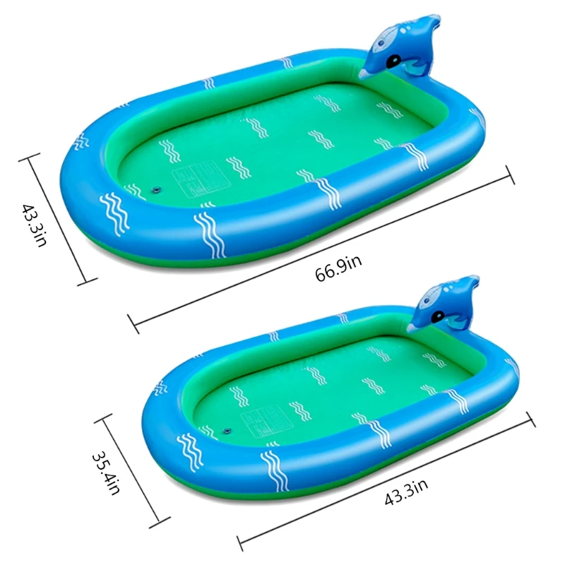 

67/43inch Family Backyard Game Inflatable Paddling Pool Dolphin Sprinkler Water Toy Summer Garden Backyard Water Toyc