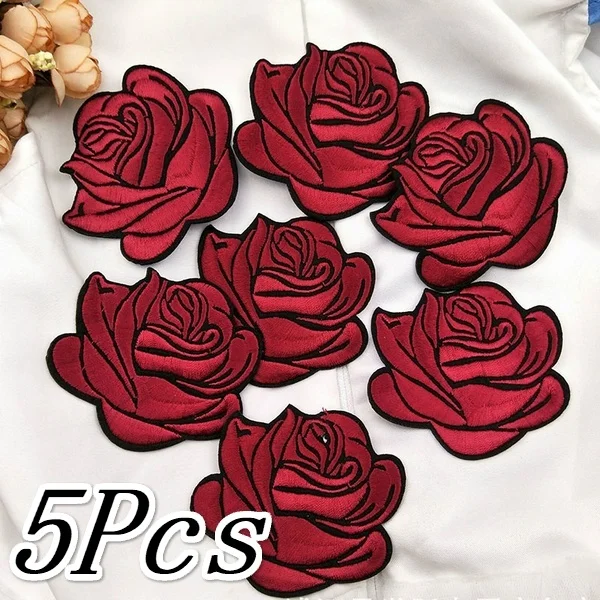5Pcs New Roses Decals Iron Cloth Patch Decoration Flowers Clothing Accessories | Дом и сад