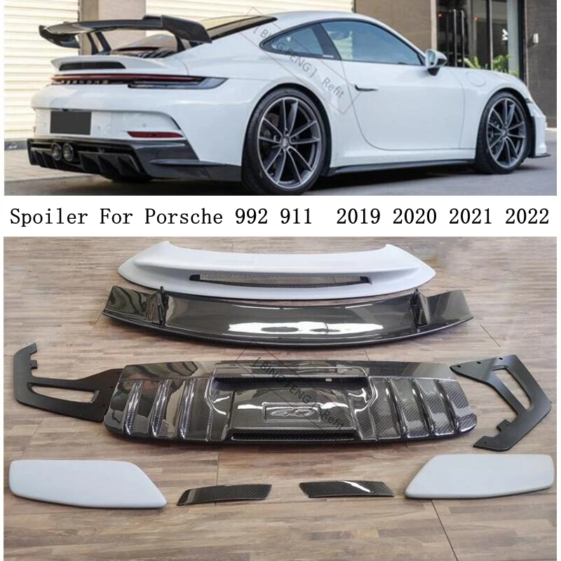 Спойлер для заднего крыла багажника Porsche 992 911 2019 2020 2021 2022 натуральное углеродное