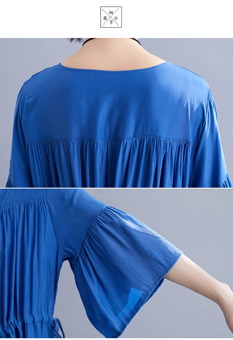 DIMANAF, женское платье большого размера, летнее, модное, женское, vestidos, сарафан, свободное, плиссированное, ниспадающее, с рюшами, повседневное, женское платье, 5XL