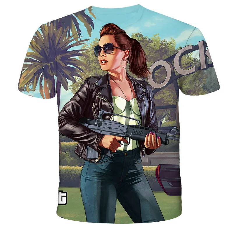 

2021 Grand Theft Auto-Summer GTA 5 Kids Boy T-shirt Color 3D Printed Shirt GTA5